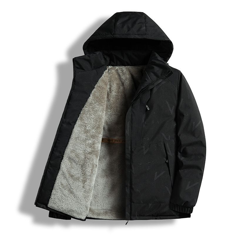 Men's Coat Autumn Fleece Lined Thickened Warm Jacket Winter Windproof Waterproof Cotton Clothing For Men_voghion.com