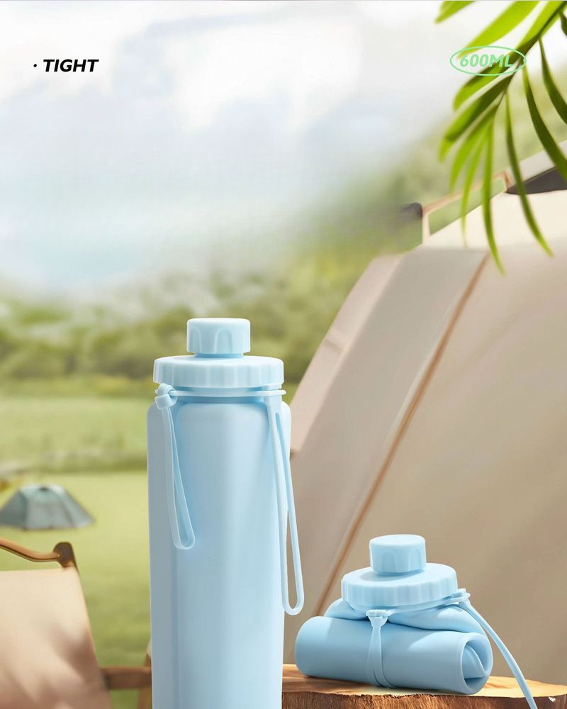 Borraccia sportiva portatile anti-goccia, resistente alle alte temperature, pieghevole, in silicone alimentare_voghion.com