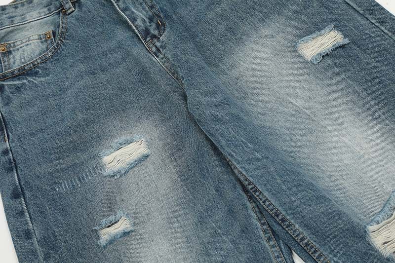 Men's Clothing Washed Distressed Ripped Drape Niche Jeans Men And Women Trendy Retro Loose Casual Straight Pants_voghion.com