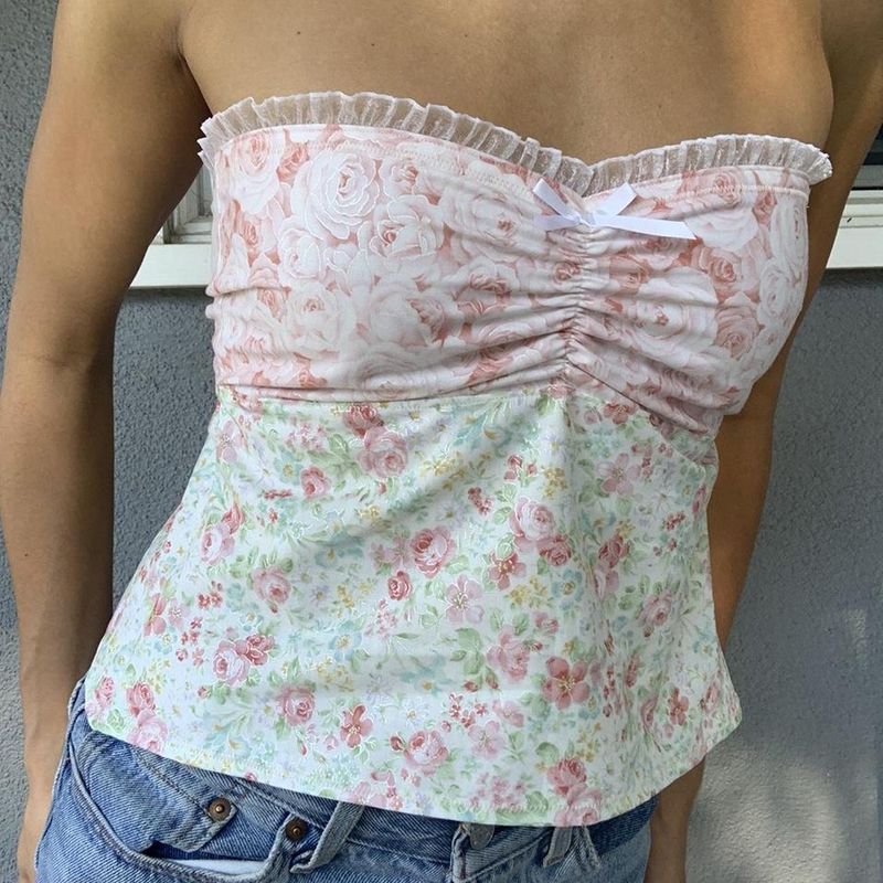 2023 Summer New Lace Casual, Comfortable, Sexy, Versatile Strapless Short Style_voghion.com