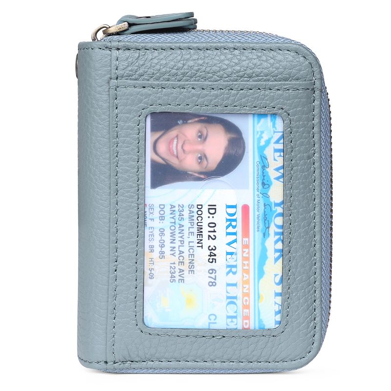 First Layer Cowhide Double Layer Zipper Organ Card Holder Women's rfid Anti-Magnetic Leather Key Case Card Holder ID Card Holder_voghion.com