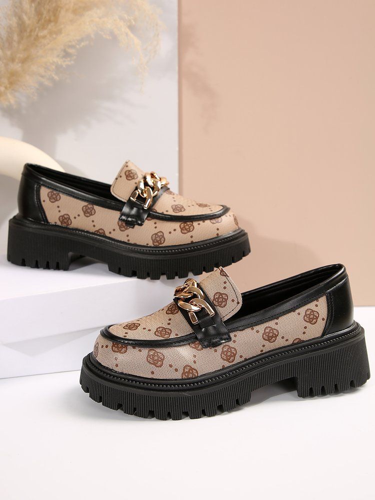 Nye runde hoved flade dameloafers med tryk_voghion.com