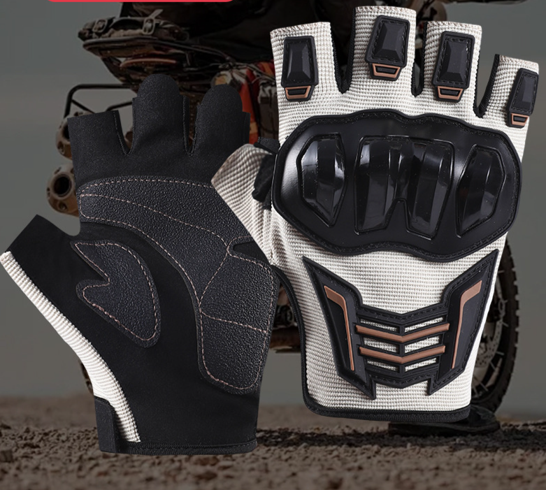Summer Half-Finger Gloves For Men, Motorcycle Outdoor Riding Protective Anti-Slip Anti-Fall Breathable Wear-Resistant_voghion.com