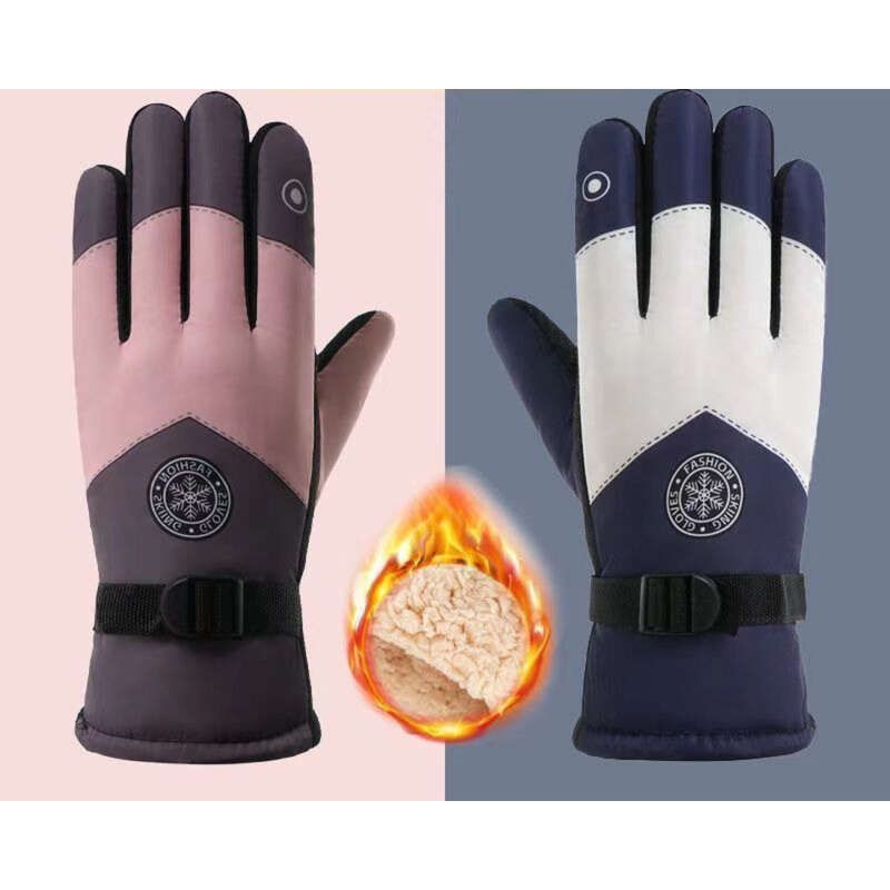 Guanti da sci antivento e antispruzzo con etichetta rotonda per uomo e donna, calore invernale, velluto spesso, impermeabili, antifreddo,_voghion.com