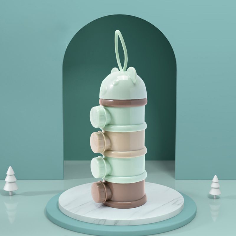 Cutie portabilă pentru lapte praf, stil urs cu 4 straturi, cu deschideri multiple, pentru cereale, desene animate, pentru sugari, cutie de depozitare pentru alimente, recipient pentru gustări pentru copii mici_voghion.com