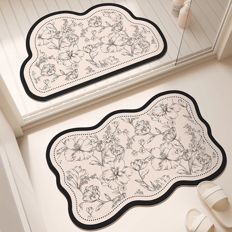 Badezimmer-Eingangs-Toiletten-Teppich, Bade-Kieselgur, rutschfest, wasserabsorbierend, weich, Waschraum, Küchen-Fußmatte_voghion.com