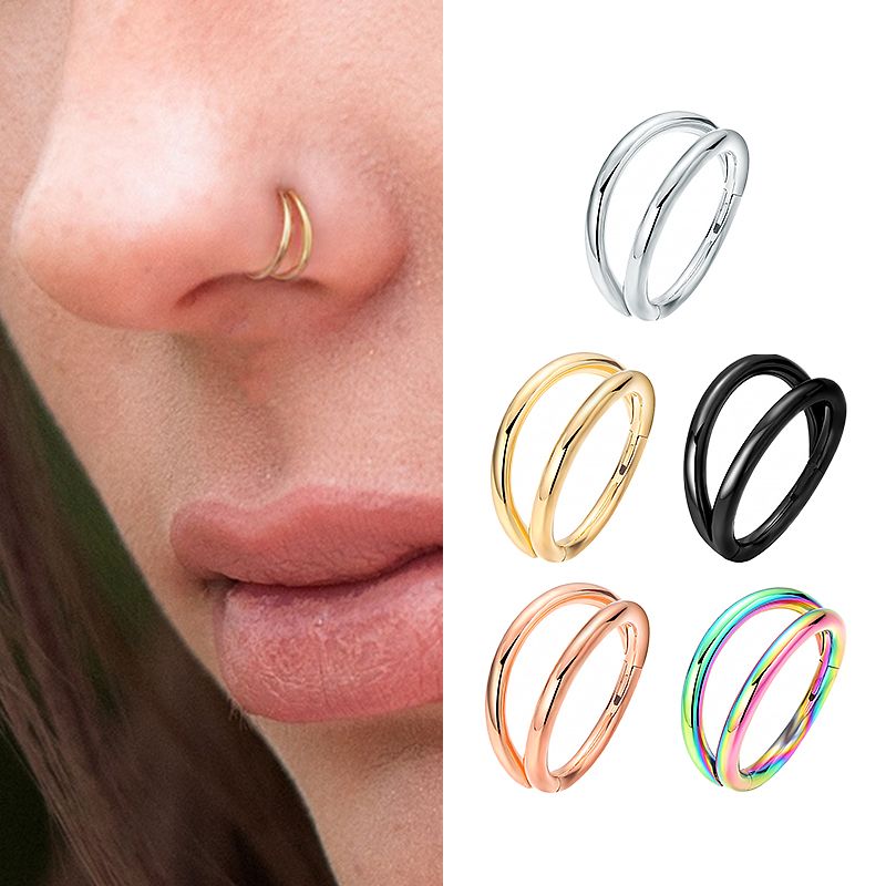 F136 Anello al naso in titanio Piercing al trago Cartilagine Segmento incernierato Daith Elica 16G Orecchio Spirale Setto Labret Gioielli per il corpo all'ingrosso_voghion.com