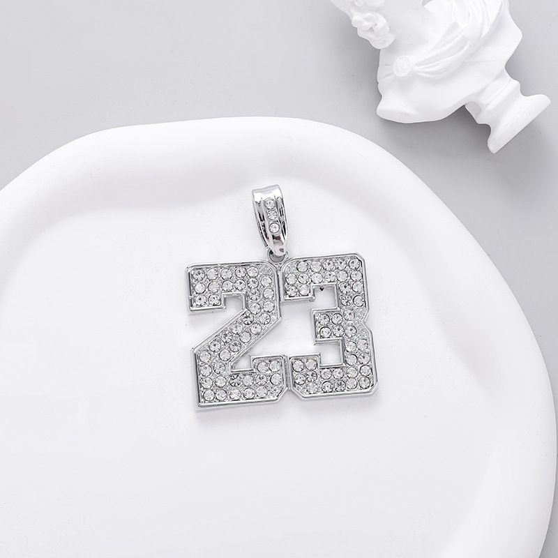 Collana unisex alla moda con ciondolo a forma di basket 23 con diamanti, gioielli hip hop unisex di grande vendita_voghion.com