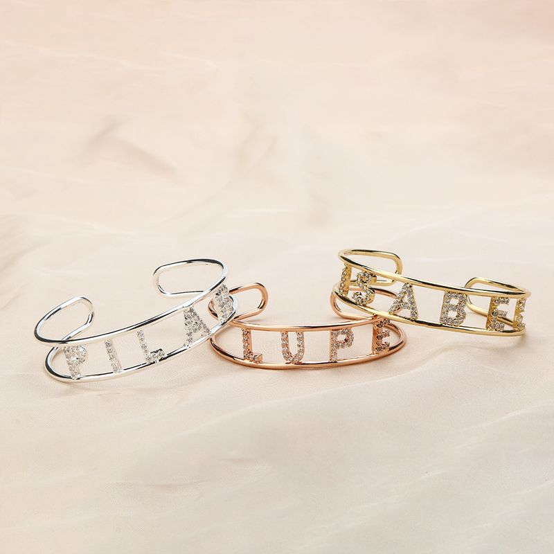 Hot Selling Stainless Steel Custom Zircon English Letter Name Bracelet Women's Jewelry Gift_voghion.com