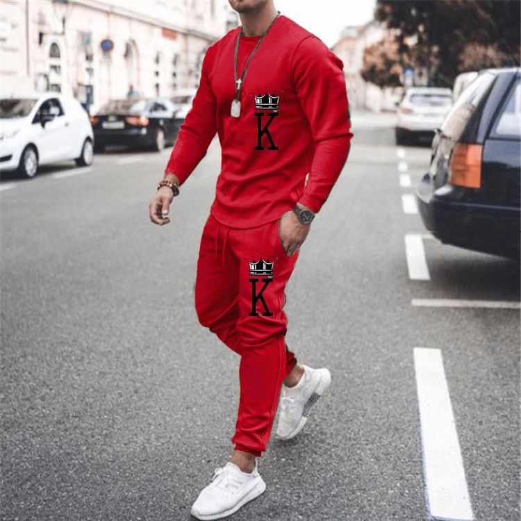 Men's Autumn Winter Sweatshirts Long Sleeve T-shirt Sets Letter Printed Men's Oversized Clothing T-shirt Fits Fashionable Sportswear Two Piece Set_voghion.com