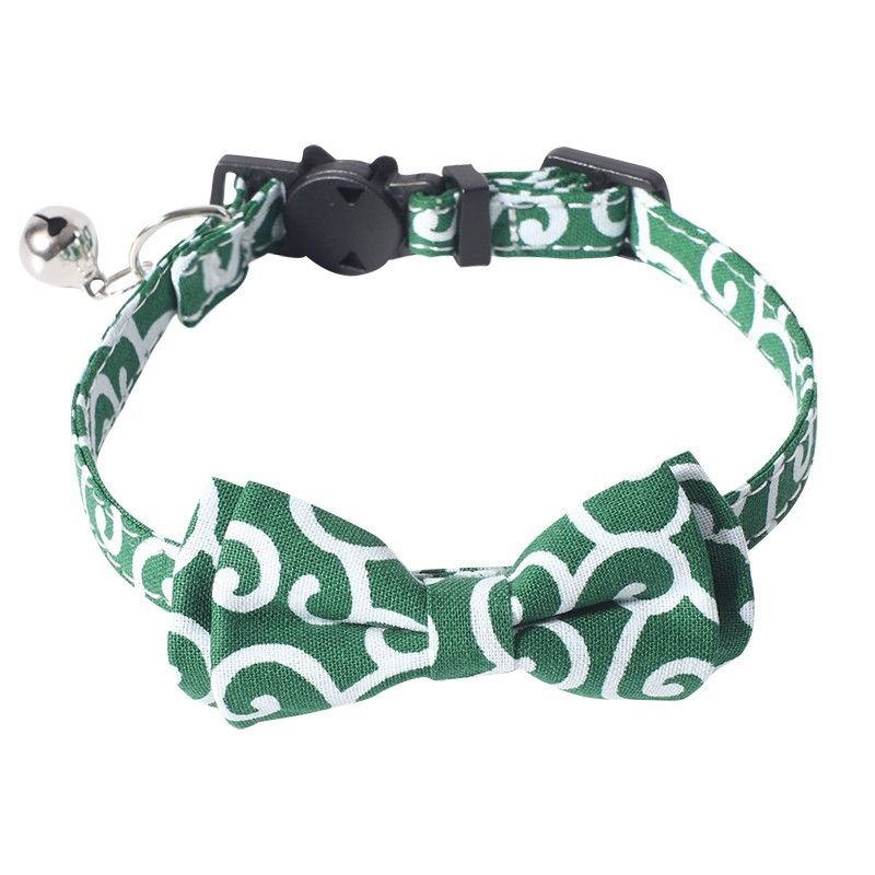Cute Pet Companion New Product Tang Grass Color Kitten Bowknot Cat Collar Buckle Style With Bell_voghion.com