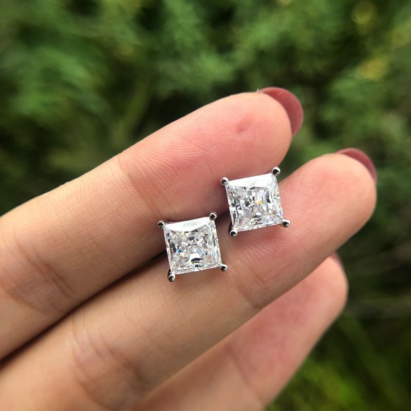 Boucles d'oreilles carrées géométriques européennes et américaines en zircon, style simple, pour femmes, pour aller au travail au quotidien, bijoux d'oreilles décontractés_voghion.com