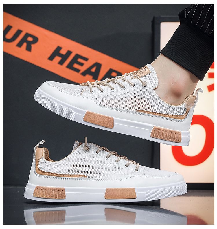Sommer Atmungsaktives Mesh Canvas Herren Student Trendy Vielseitige weiße Schuhe Dicke Sohle Sport Casual Sneakers Herren_voghion.com