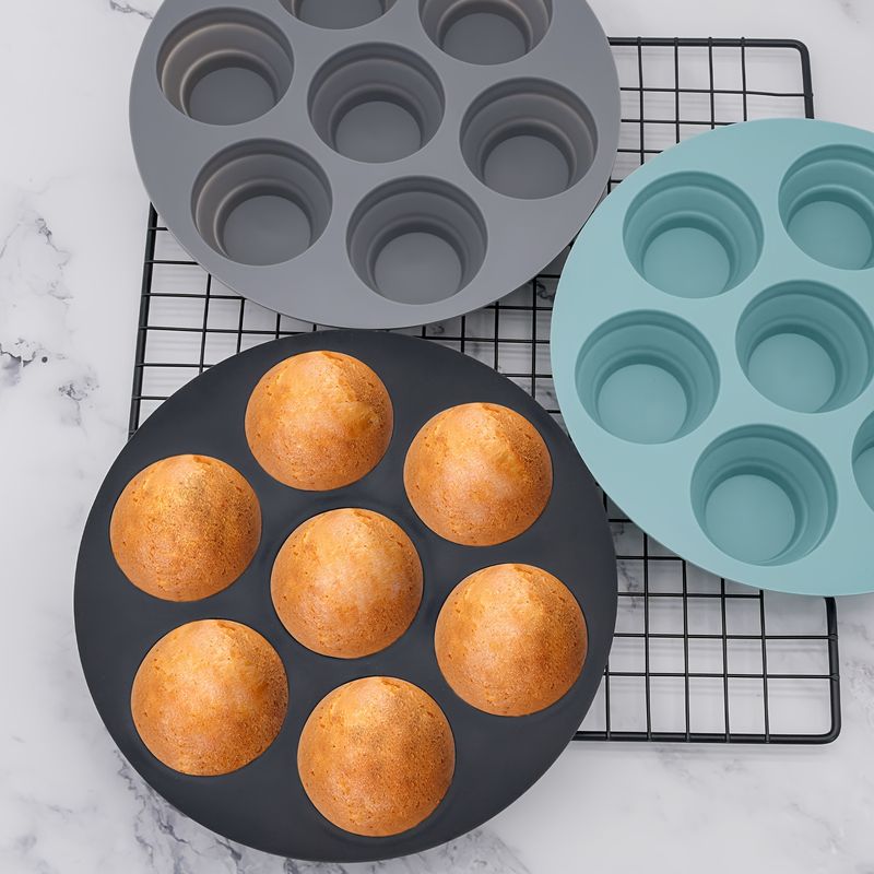 1pc, Collapsible Silicone Air Fryer Cake Pan and Muffin Mold-7 Inch, Easy to Clean, Perfect for Cupcakes, Egg Bites, Kitchen Gadget and Baking Tools_voghion.com