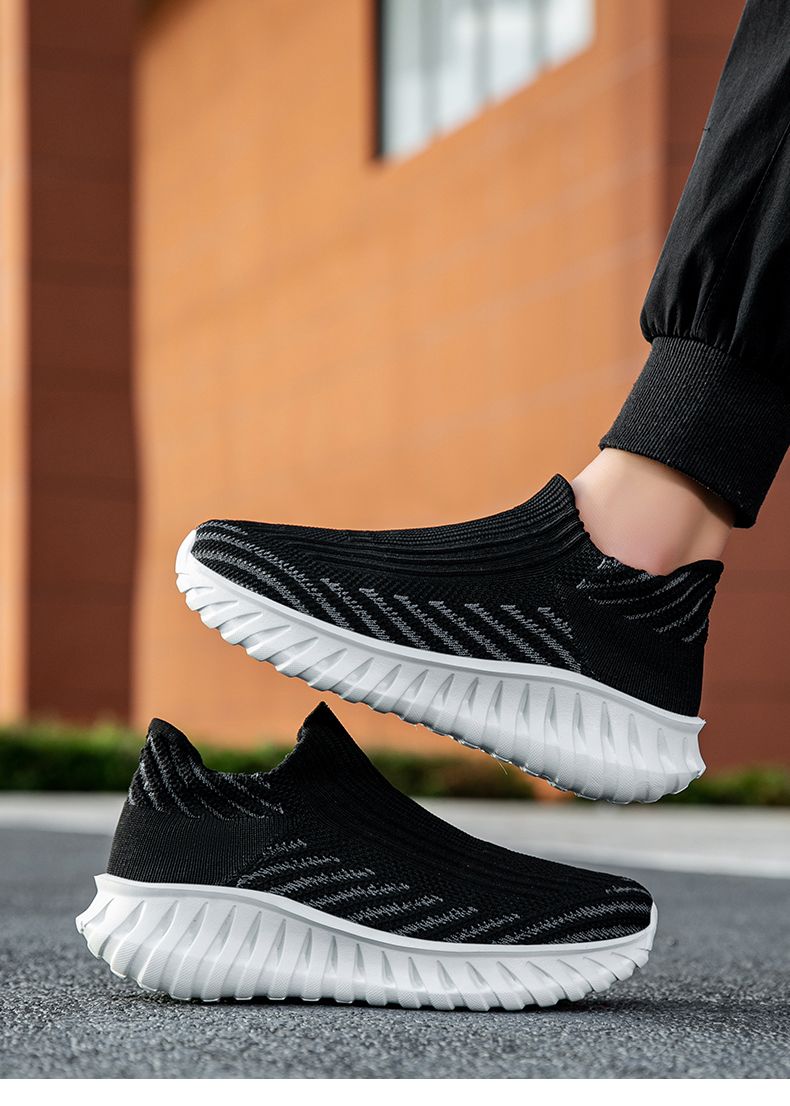 Green Platform Knit Sneakers Men Women Trainers Breathable Socks Men's Running Shoes Comfortable Slip-on Women's Sports Shoes_voghion.com