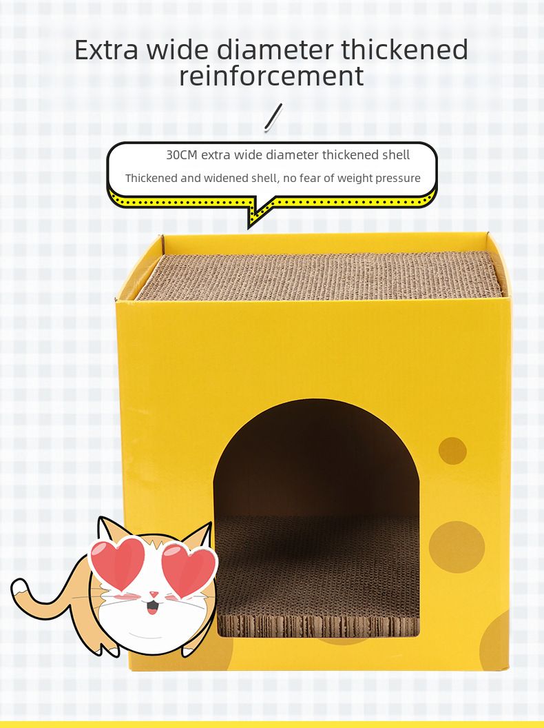 Cheese Box Cat Scratch Board Cat Nest Corrugated Paper Upper and Lower Two Layers Cat Claw Board Claw Grinder Drill Hole No Scrap Cat Toy_voghion.com