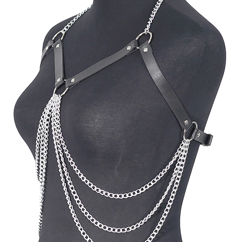 Frauen Sexy Harness Gürtel Leder Dessous Kette Harness Brust BOndage Dessous Body Harness Gothic Fetisch Kleidung_voghion.com