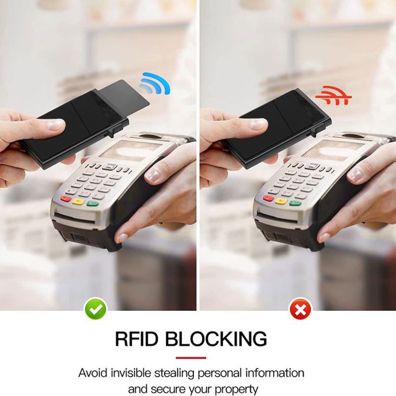 Card Cases Men's Card Bag Simple Ultra-thin Rfid Protection Wallet Card Sleeve Aluminum Alloy Side Push Card Box_voghion.com