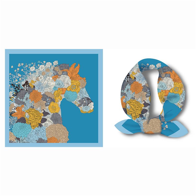 * 53 Piccolo scialle con sciarpa quadrata per protezione solare da donna in seta di cavallo di colore nordico_voghion.com