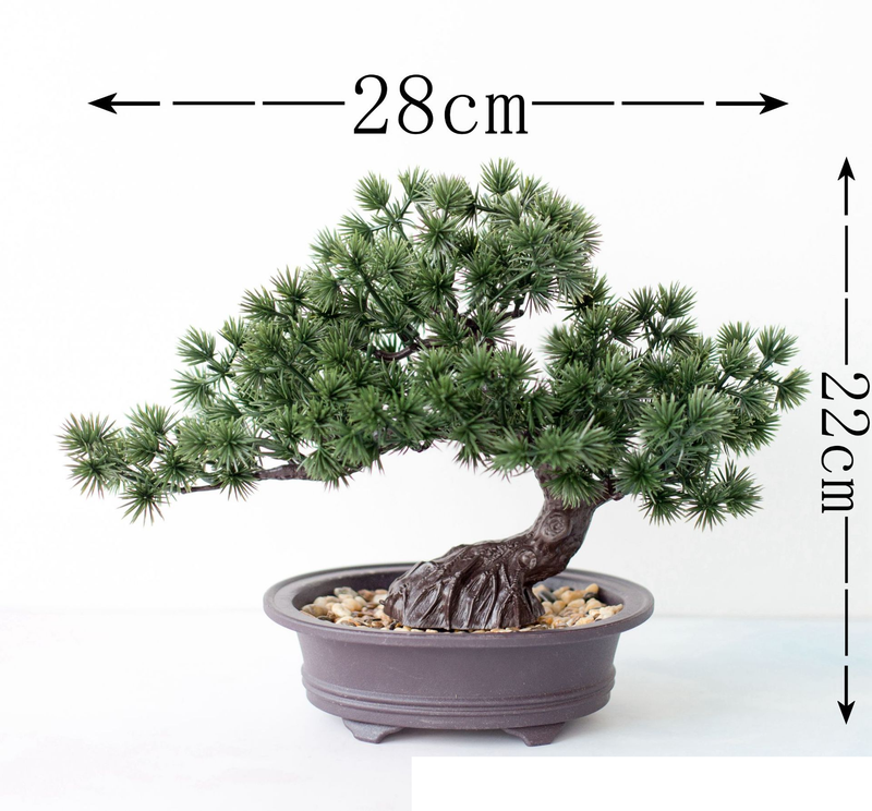 Simulation of welcoming pine plant potted indoor green plant small bonsai desktop artificial flower decoration home decoration ornaments_voghion.com