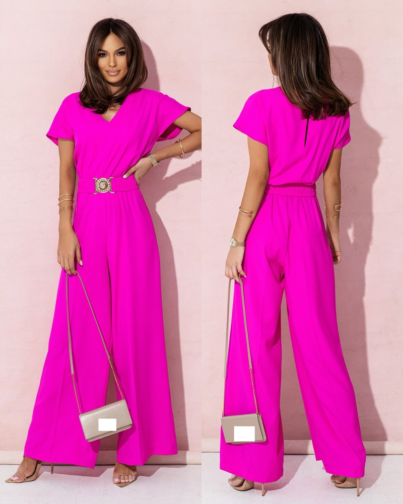 Macacão feminino temperamento manga curta calça comprida macacão alto_voghion.com