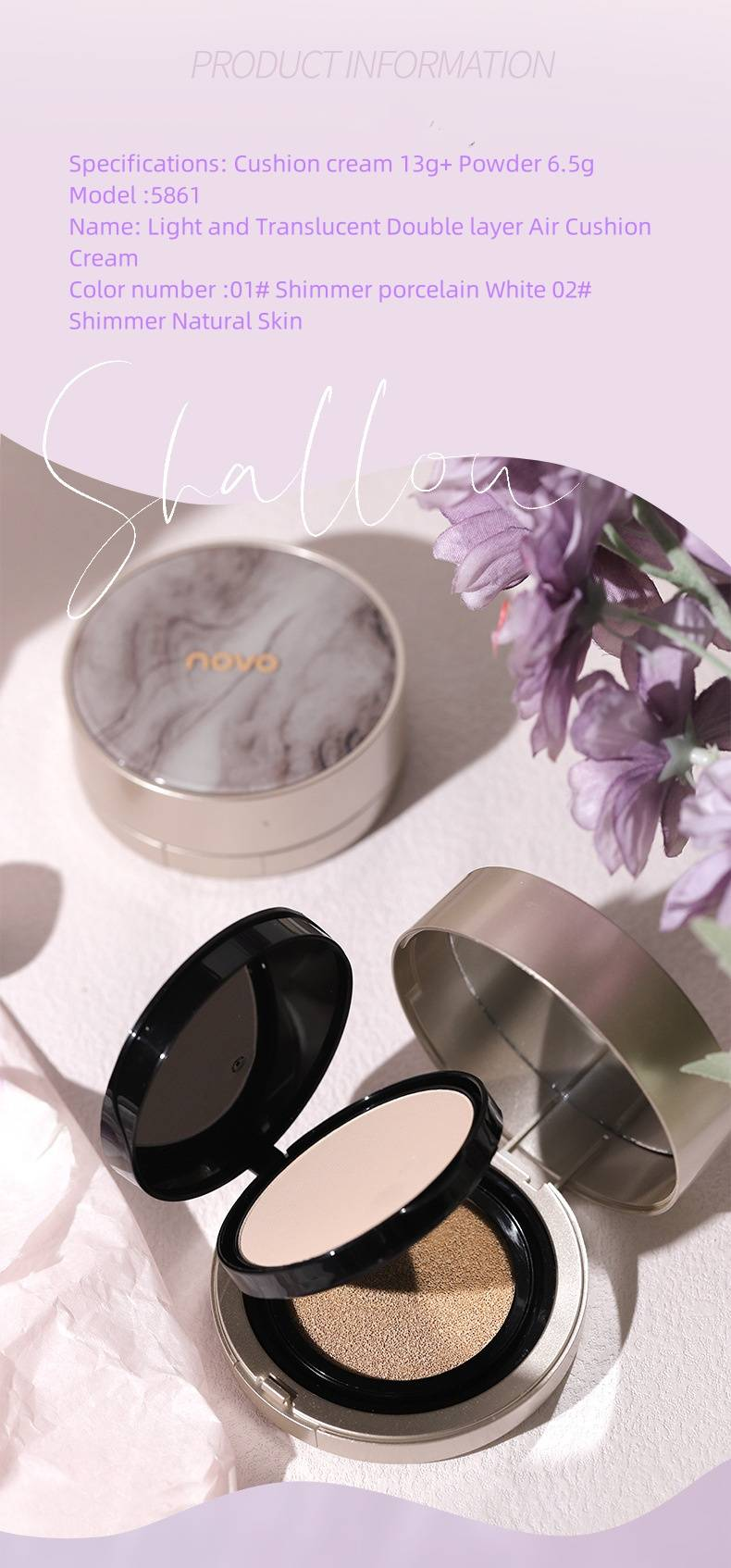 Powder + Cushion 2-i-1 let og gennemsigtig dobbelt cushion bb creme hvid concealer, der ikke er nem at fjerne makeup med._voghion.com