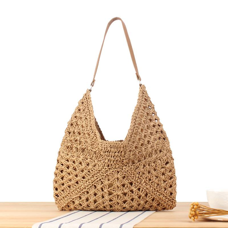 Borsa a mano di lusso da donna con lavorazione a maglia traforata e uncinetto_voghion.com
