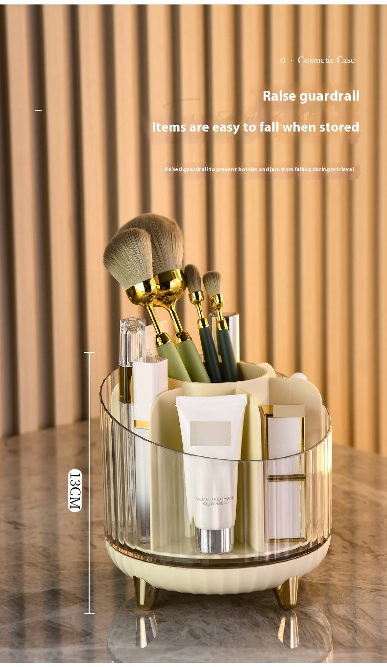 Rotating Makeup Organizer – Modern Cosmetic Storage Box With Adjustable Dividers For Skincare & Beauty Products, 360° Spinning Design_voghion.com