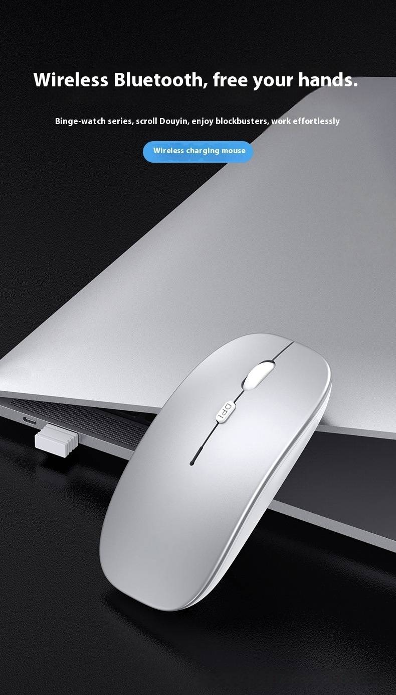 Wireless Bluetooth Mouse Rechargeable Silent Click Dual Mode For Laptop Tablet PC Office Gaming Ergonomic Design 1200/1600 DPI Adjustable_voghion.com