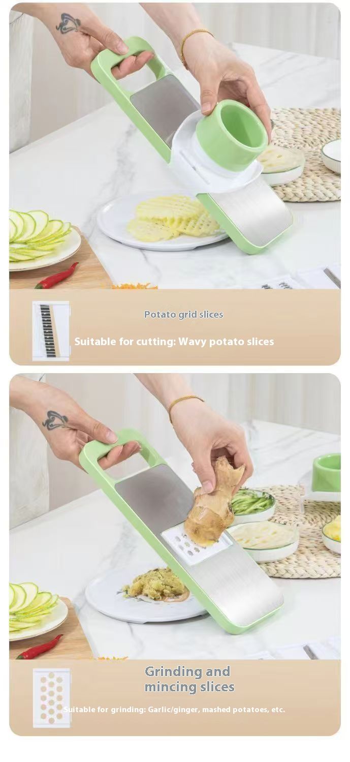 3-in-1 groentesnijder van roestvrij staal – Draagbare aardappel-wortelrasp voor het julienne snijden, raspen en snijden – Compact keukenhulpmiddel met antislip handvat_voghion.com