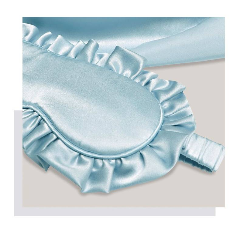 Maschera per gli occhi in seta Maschera per dormire in seta Maschera per gli occhi in seta di gelso da 19 momme con rifiniture in pizzo per un riposo confortevole e protezione degli occhi_voghion.com