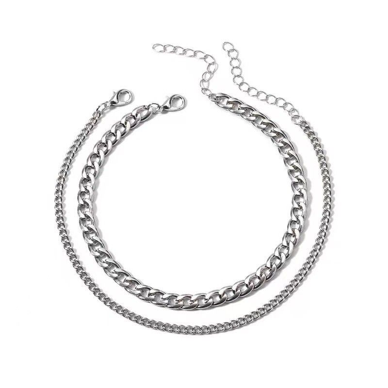 Minimalist Double-Layer Stainless Steel Anklet Women, Suitable For Daily Wear, Dates, And Parties_voghion.com