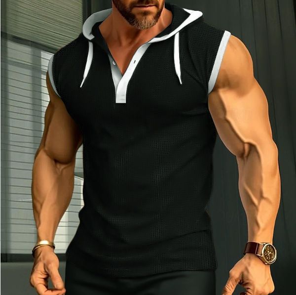 Men's Sleeveless Hooded Vest T-Shirt - Lightweight Summer Casual Top For Sports & Streetwear (6 Colors, S-XXXL)_voghion.com
