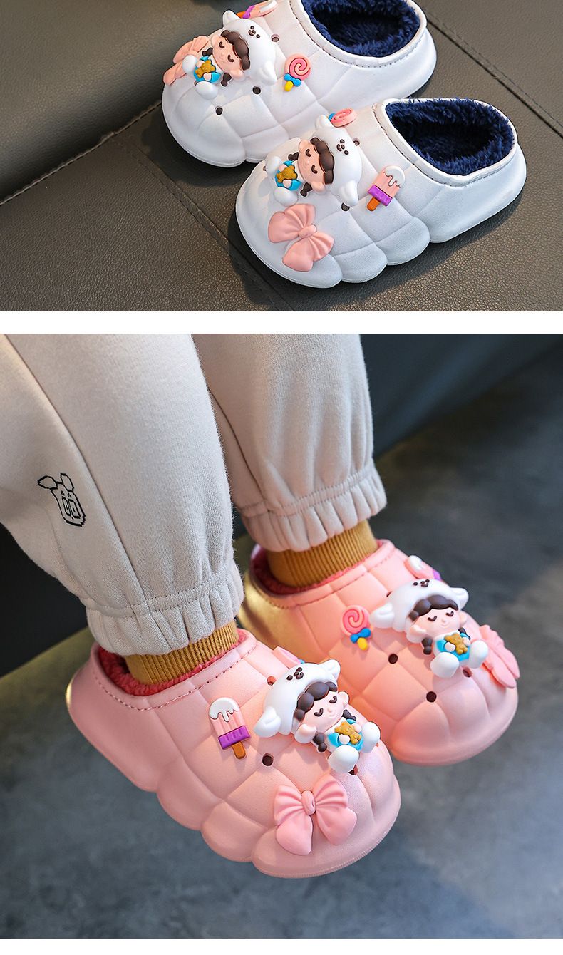 Pantofole per bambini foderate in pile per mamma e bambini - Pantofole invernali antiscivolo per bambini piccoli e ragazzi (da 1 a 11 anni) - Impermeabili e calde per interni ed esterni_voghion.com