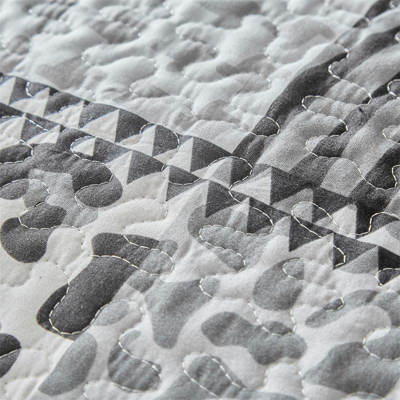 Copriletto a righe e stampa leopardata - Copripiumino grigio chiaro 3 pezzi (certificato OEKO-TEX®, motivo geometrico astratto) per camere da letto moderne e bohémien._voghion.com