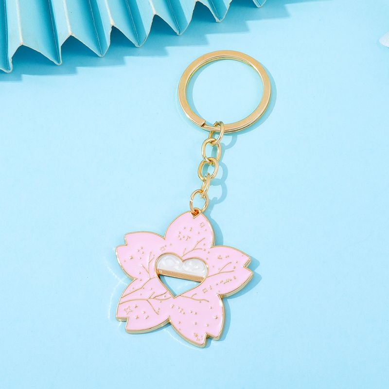 Popolare piccolo portachiavi con fiore di ciliegio fresco rosa, amore, ragazza carina, ciondolo in lega di zinco, vendita calda_voghion.com