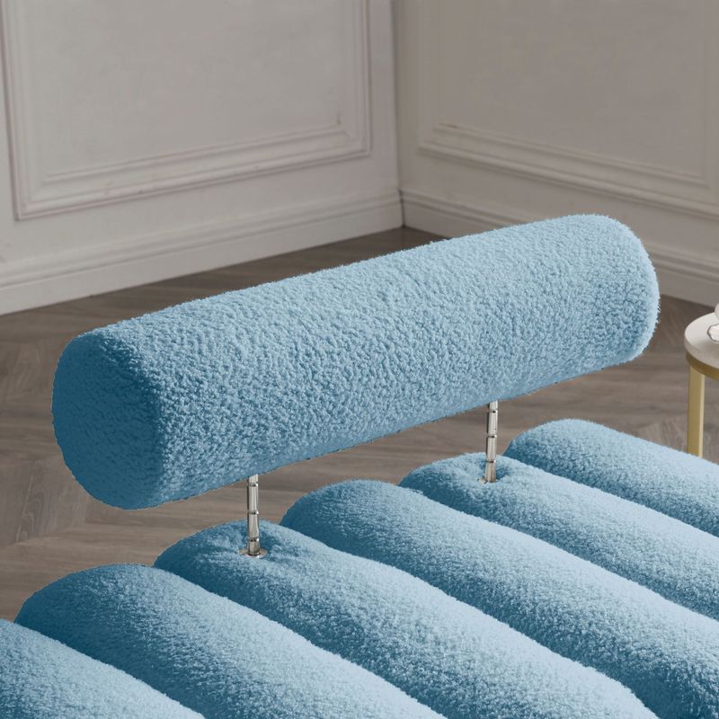 53.2"Width Modern End Of Bed Bench Sherpa Fabric Upholstered 2 Seater Sofa Couch Entryway Ottoman Bench Fuzzy Sofa Stool Footrest Window Bench With Gold Metal Legs For Bedroom Living Room,Blue_voghion.com