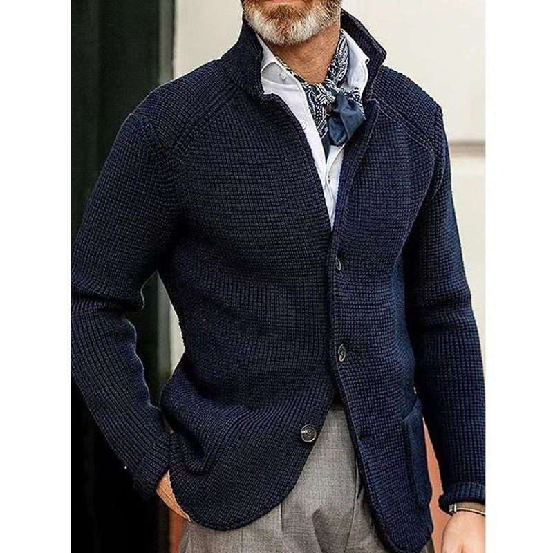Pullover Herren Verdickter Slim Fit Stehkragen Strickwaren Herbst Und Wintermantel_voghion.com
