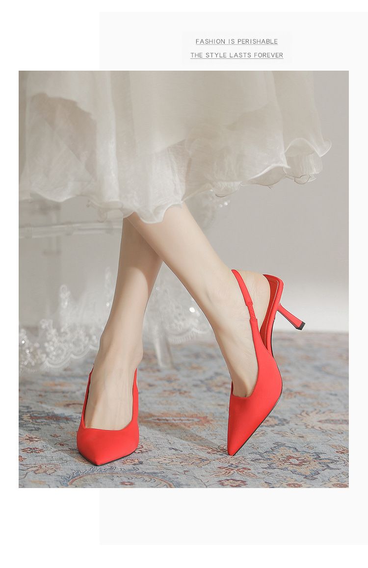 Tacchi alti da donna con tacco sottile a punta all'inizio della primavera Nuovi sandali ad aria con punta posteriore in materiale sardina ZA_voghion.com