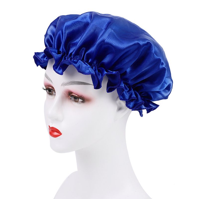 Foreign Trade Women's Satin Lace Sleep Cap Hair Care Solid Color Chemotherapy Home Hat Cross-Border Exclusive_voghion.com