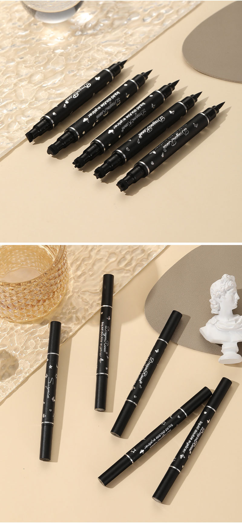 5-teiliges Set mit doppelseitigem Star Stamp Eyeliner – Herz, Pflaumenblüte und weitere Muster, ideal für Anfänger, müheloses Schminken_voghion.com