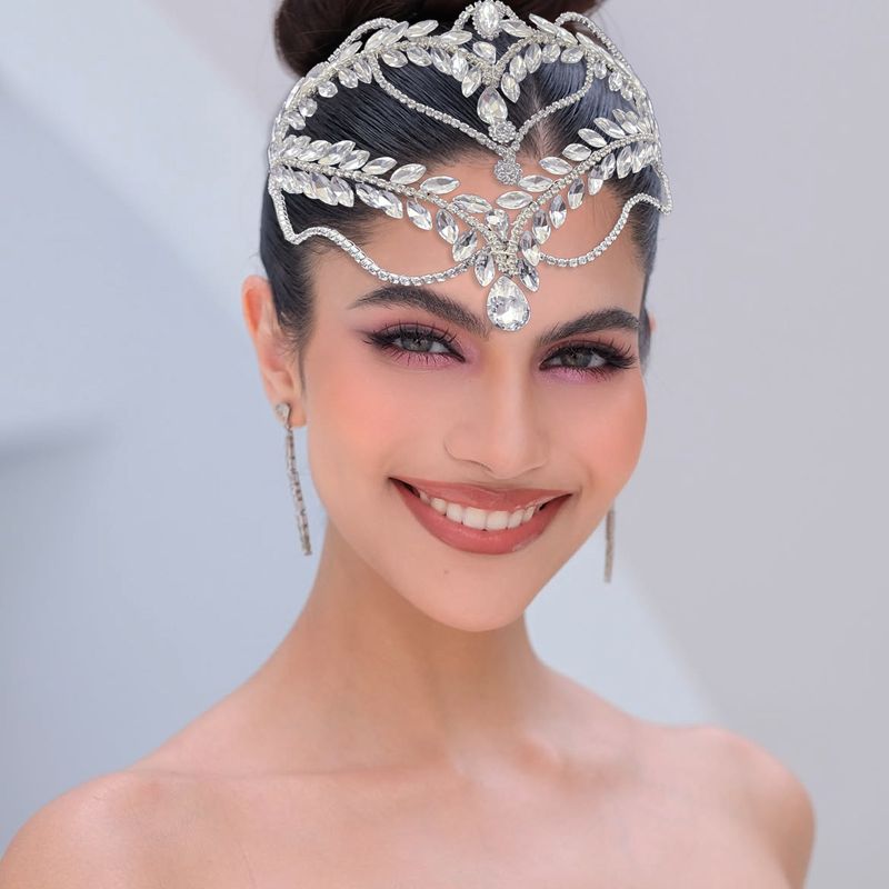 Elegante pettine per capelli da sposa con design a due punte, copricapo fatto a mano con strass di cristallo per donna, perfetto per matrimoni e occasioni speciali_voghion.com