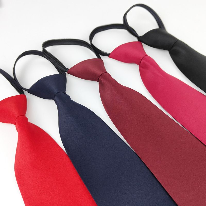 Men's And Women's 8CM Zipper Necktie No Knot Needed Matte Solid Color Easy Pull Business Formal Shirt Wedding_voghion.com