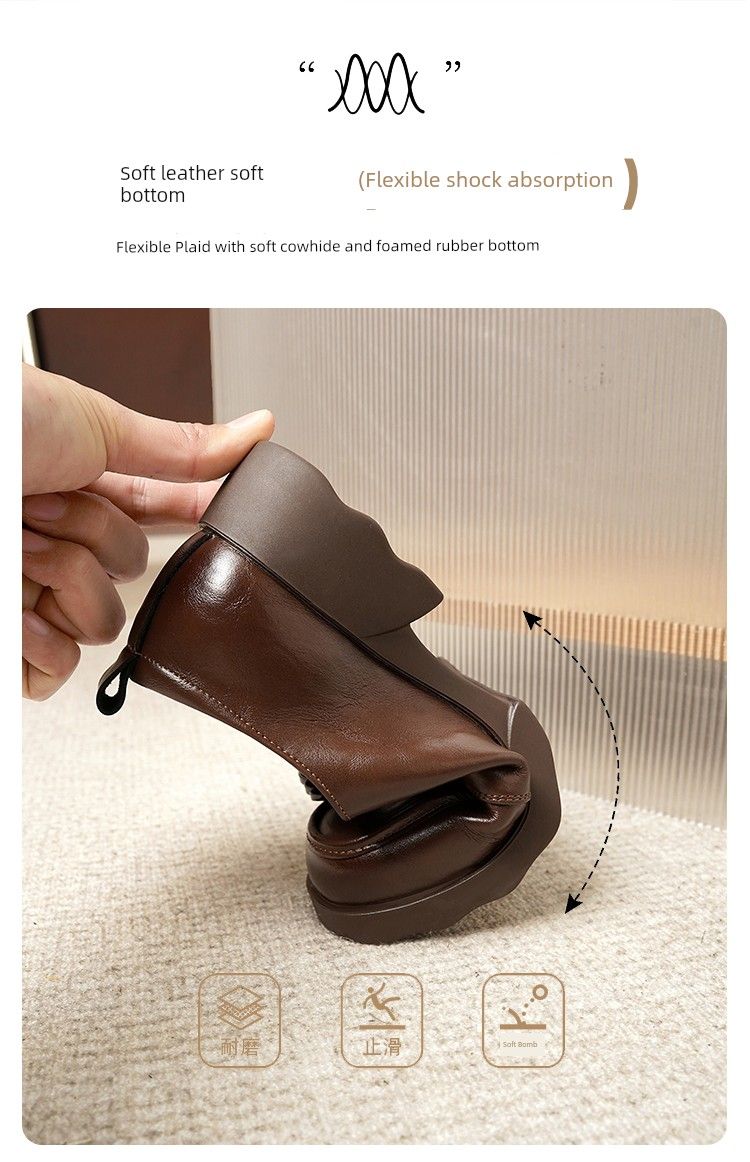 Damen 2025 Neuankömmling Authentische Loafer Dicke Sohle Höhe erhöhende Lederschuhe Britischer Stil_voghion.com
