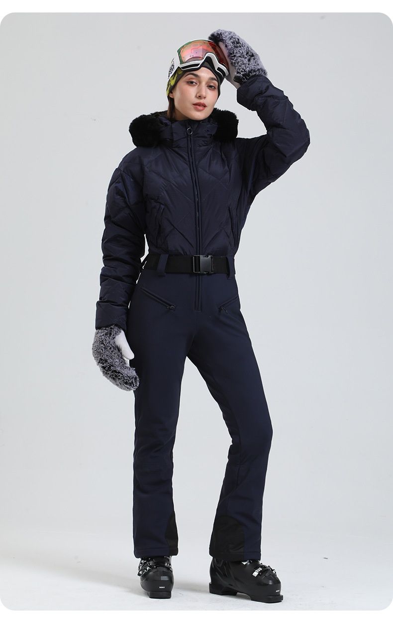 001 Nuevo traje de esquí de una pieza para mujer, impermeable, cortavientos, cálido, para deportes al aire libre, de plumón, para exportación._voghion.com
