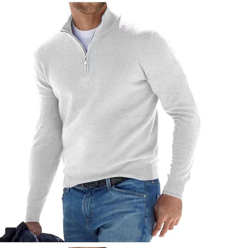 Herr V-ringad långärmad dragkedja Pullover Sweatshirt Pikétröja Vår och höst Tunn Herr fritidsskjorta S-5XL_voghion.com