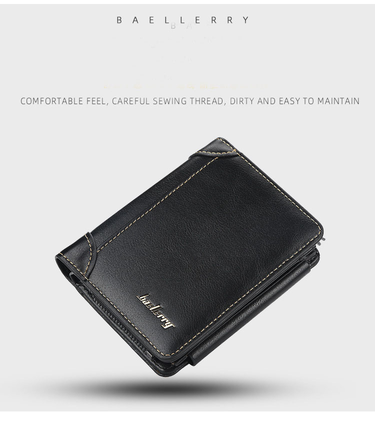Baellerry Brieftasche Herren Kurze europäische und amerikanische Multi-Karten-Position Trifold Zipper Zero Wallet Mode dünne Kartentasche Männer_voghion.com