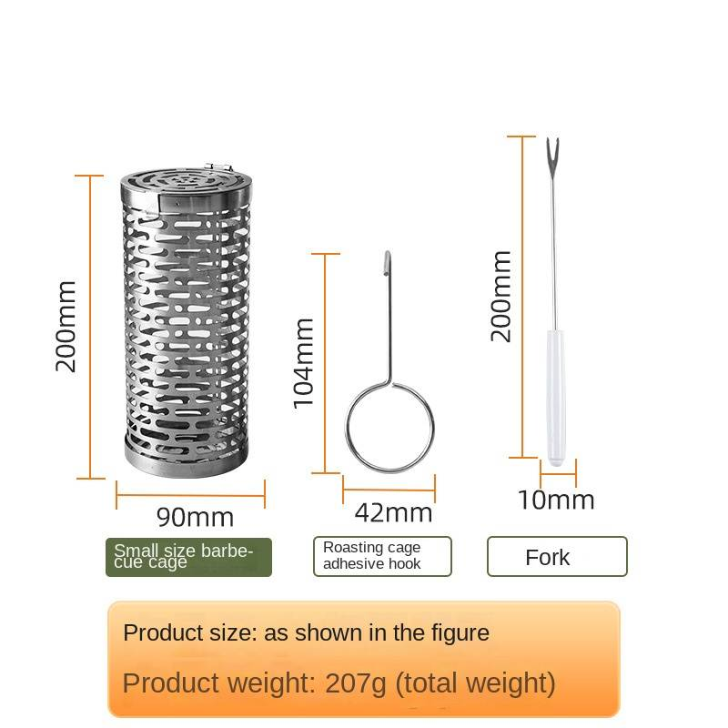 Cestino per barbecue portatile - Gabbia per barbecue rotonda per affumicare all'aperto, rete per barbecue a tamburo rotante, perfetta per cucinare e grigliare all'aperto_voghion.com