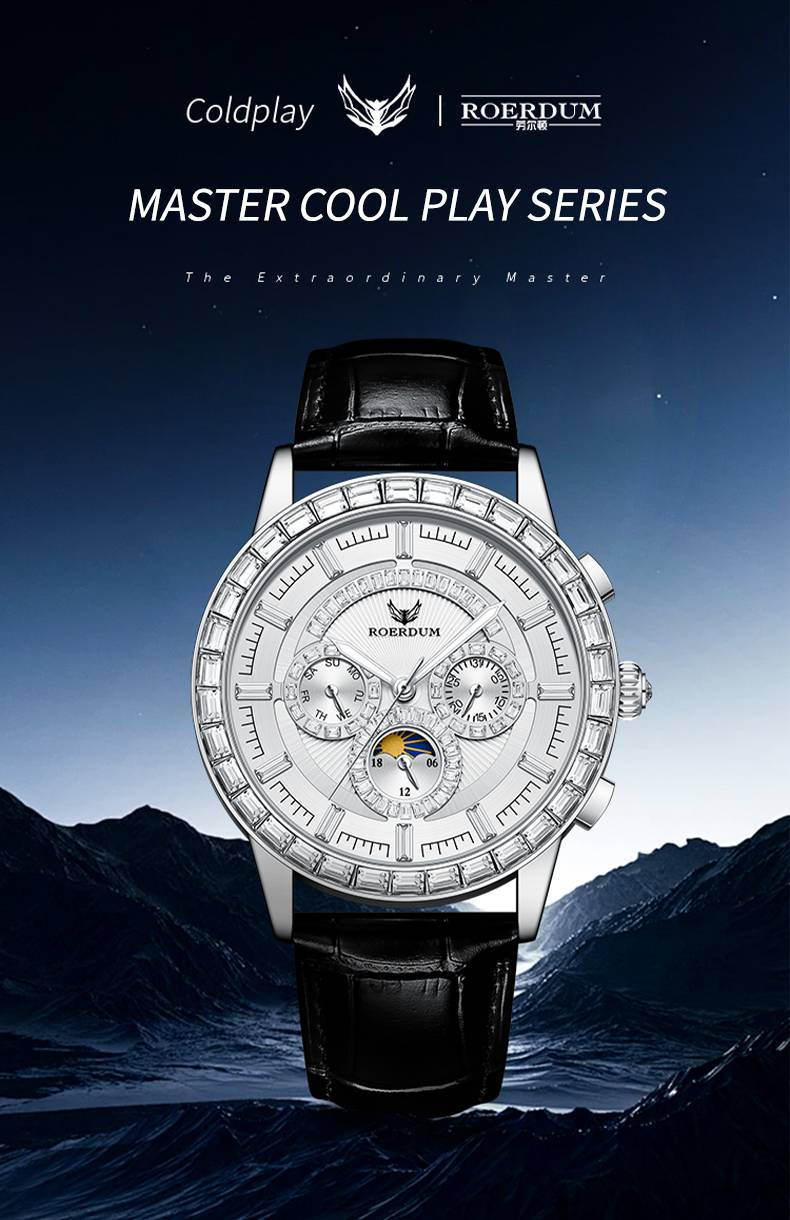 ROERDUM Master Cool Play Series- Orologio meccanico da uomo Big Three Eyes Luminoso Impermeabile Quadrante bianco Business Trend Orologio_voghion.com