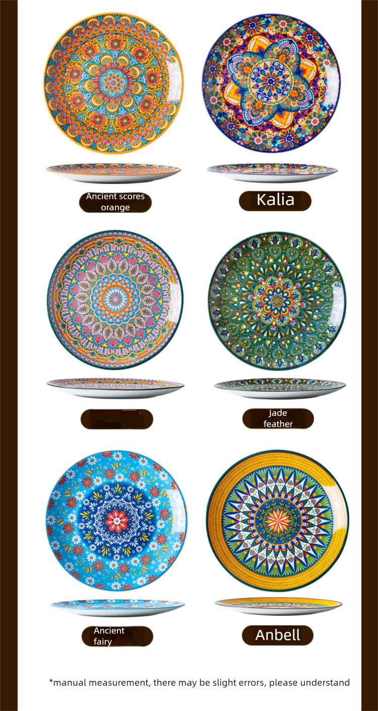Vintage Ceramic Dinner Plate Set - Elegant Flat Plates For Steak Pasta & Fine Dining_voghion.com